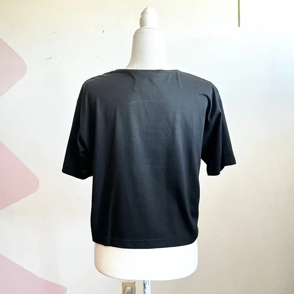 Vintage Banana Republic Black Wrap Top Y2K Goth Indie Sleaze Grunge 2000s Medium - Picture 2 of 5